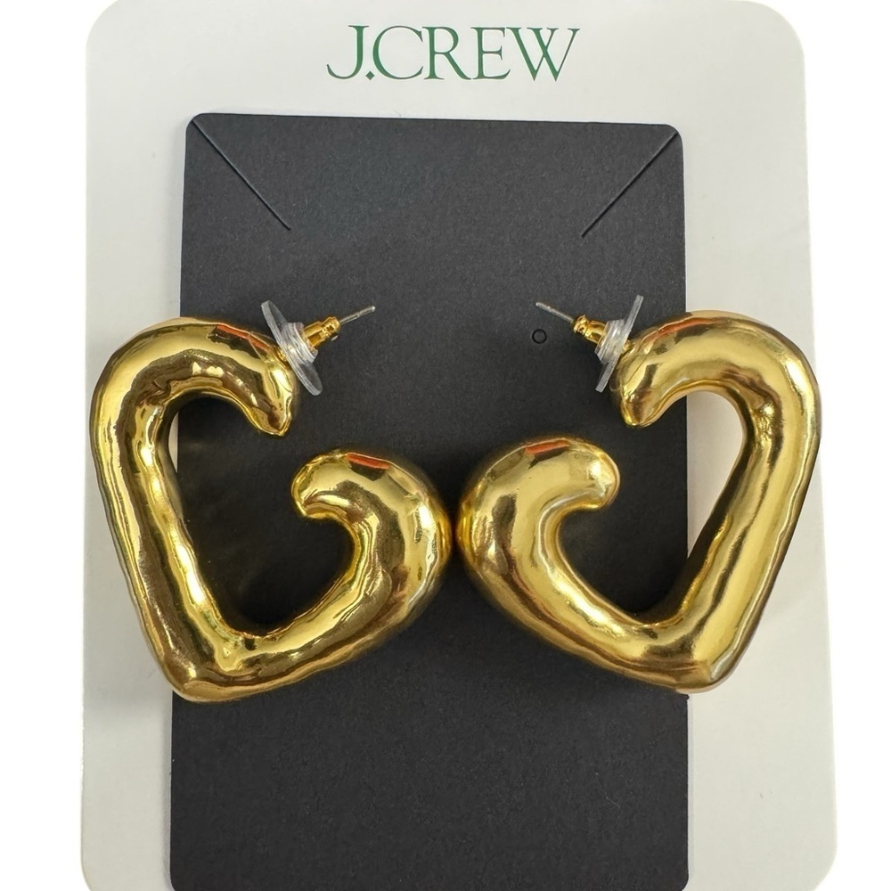 J. Crew Shiny Gold Heart Earrings